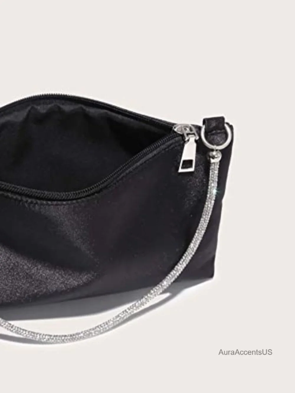 Satin Evening Handbag Rhinestone Clutch Shoulder Bag Formal Party Purse